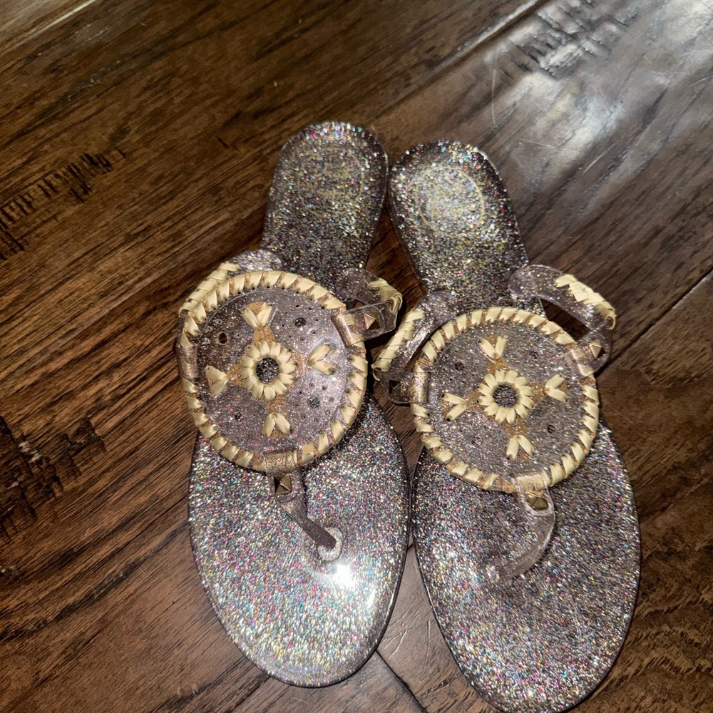 Jack Rogers Multicolor Glitter Sandals with Woven Design